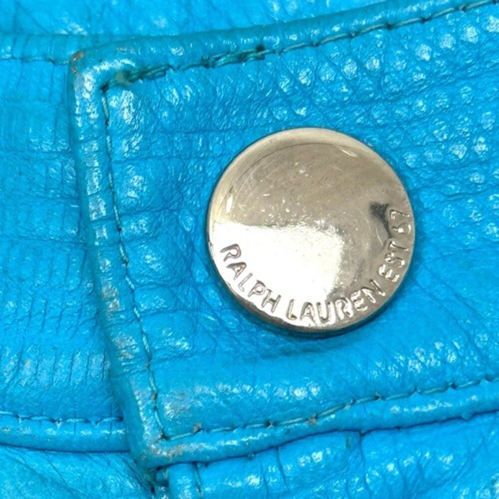 Ralph Laurent Black labell Vibrant Blue 100% Leather bootcut Pants 4 - Picture 5 of 15